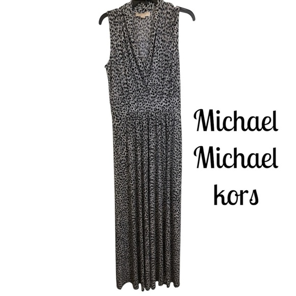 🌹 MICHAEL MICHAEL KORS SLEEVELESS V NECK MAXI FITTED DRESS - Picture 1 of 10